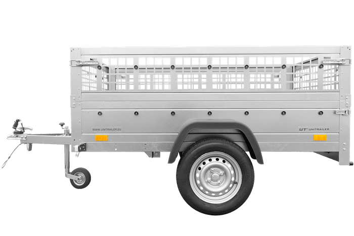 Remorque basculante 200x125 avec ridelles grillagées et roue jockey