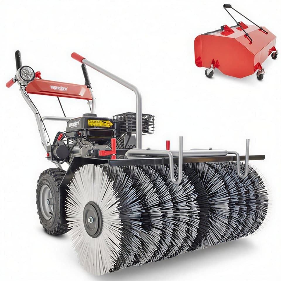 Hecht Benzin-Kehrmaschine 8680 SE mit Auffangbehälter, 80,00 cm Arbeitsbreite, (2-tlg), 6,5 PS, LED-Scheinwerfer, Elektrostarter