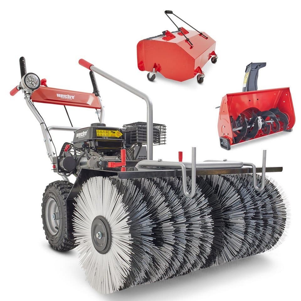 Hecht Benzin-Kehrmaschine 8680 SE mit Auffangbehälter, Schneefräse, (3-tlg), 6,5 PS, LED-Scheinwerfer, Elektrostarter