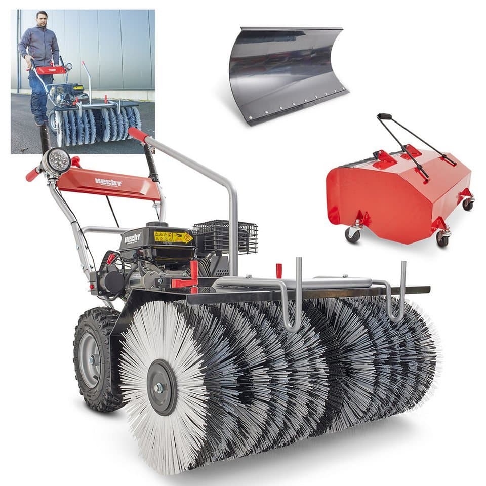 Hecht Benzin-Kehrmaschine 8680 SE mit Auffangbehälter und Schneeschild, 80,00 cm Arbeitsbreite, (3-tlg), 6,5 PS, 196 cm³, LED-Scheinwerfer