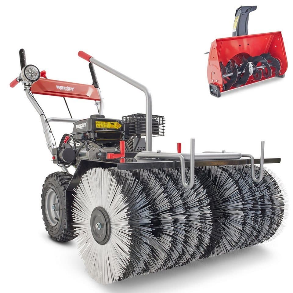 Hecht Benzin-Kehrmaschine 8680 SE mit Schneefräskopf, 80,00 cm Arbeitsbreite, (2-tlg), 6,5 PS, Elektrostart, LED-Scheinwerfer