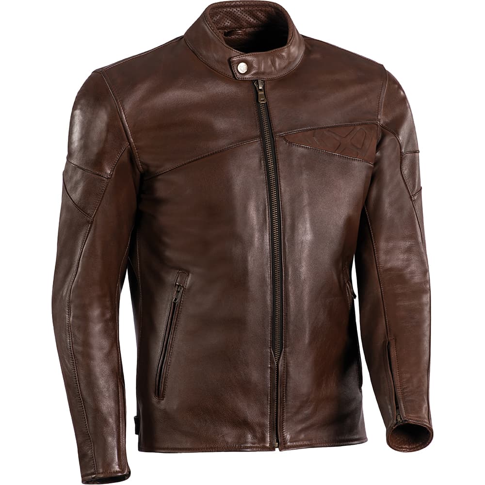 Veste Moto Ixon Cranky en cuir list: Marron|Noir|Marron