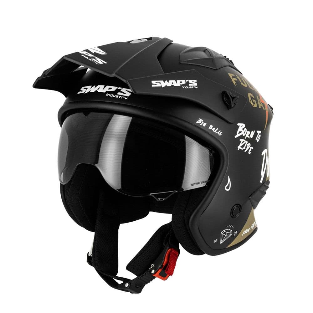 Casque Jet Swaps S769 Trooper Full-Gaz list: Noir Mat|Noir|Or