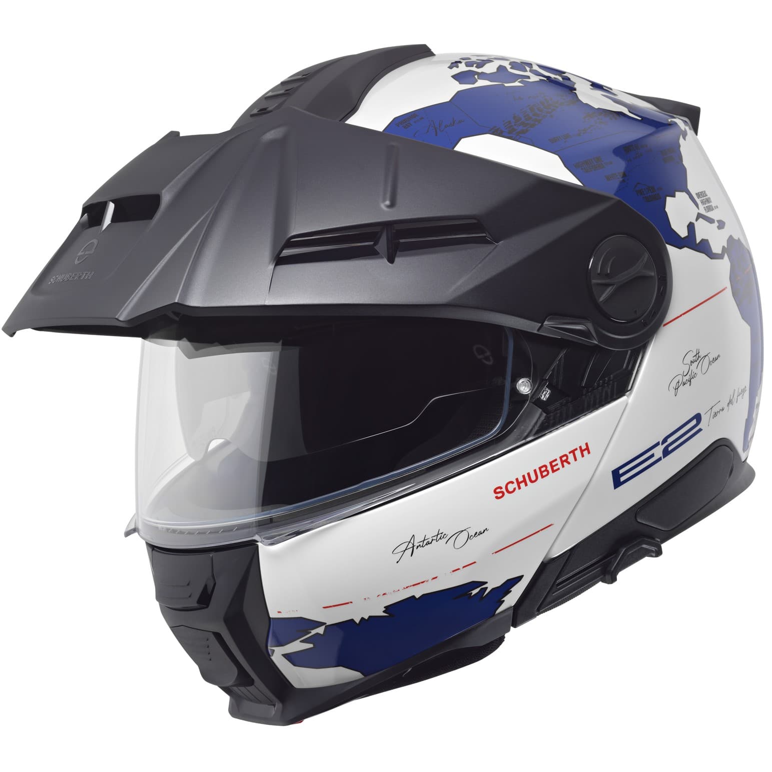 Casque Schuberth E2 Atlas list: Blanc/Bleu|Noir|Blanc|Gris|Jaune|Bleu
