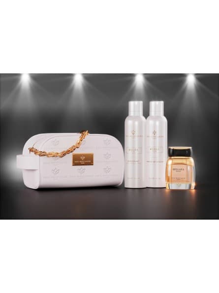 Trousse BELLAYA – Gris Montaigne Paris, Parfum, Déodorant, Mousse Douche