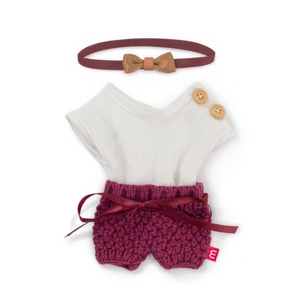 Vêtements combi Blanc / Tricot et Headband pour Poupée fille 21 cm - Miniland