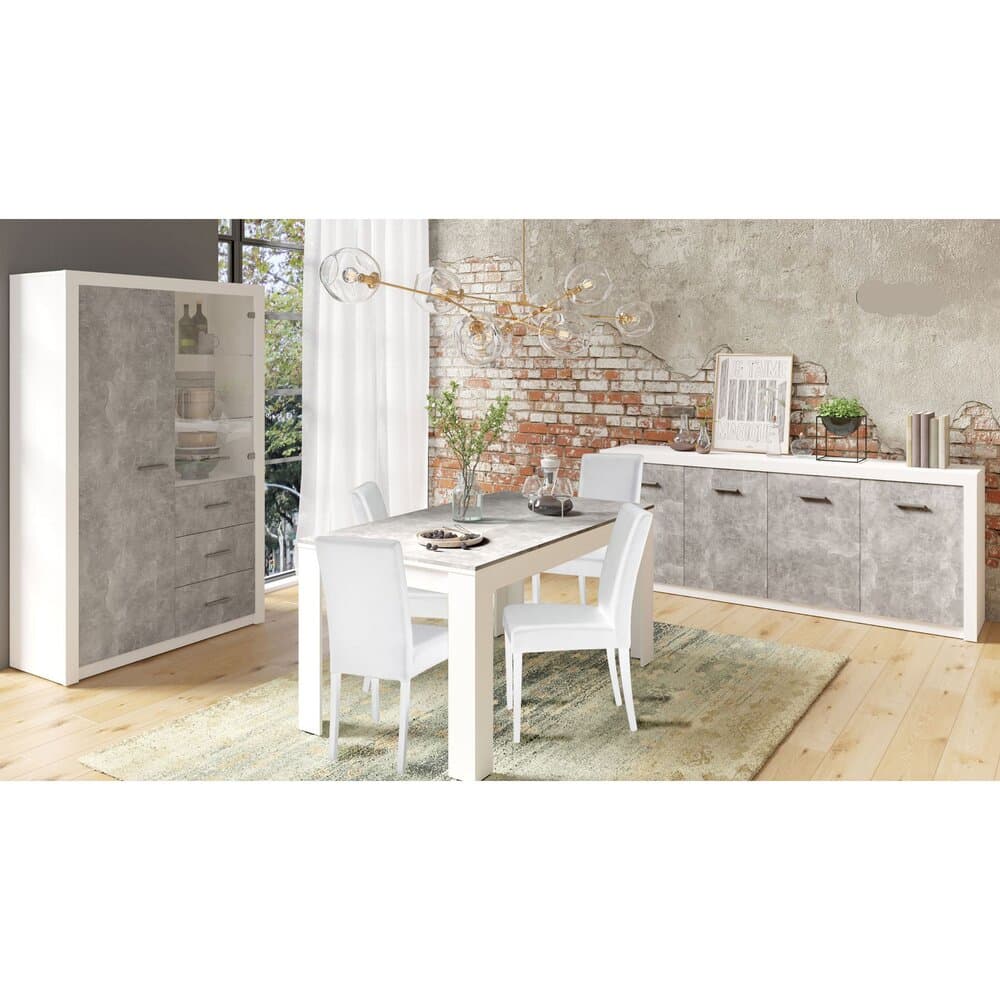Ensemble salle à manger buffet, vitrine, table et 4 chaises - KARLA