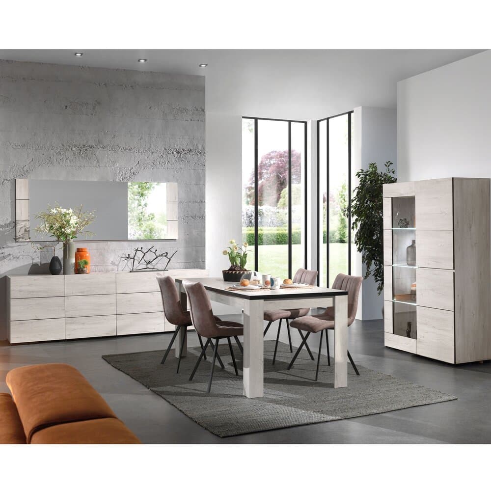 Salle à manger complète avec table 160 cm et 4 chaises - ALOST