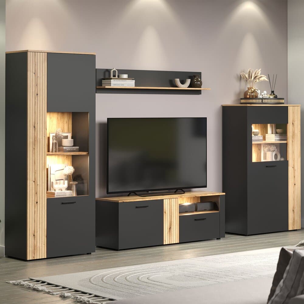 Ensemble salon 3 meubles 1 étagère murale - LIAM