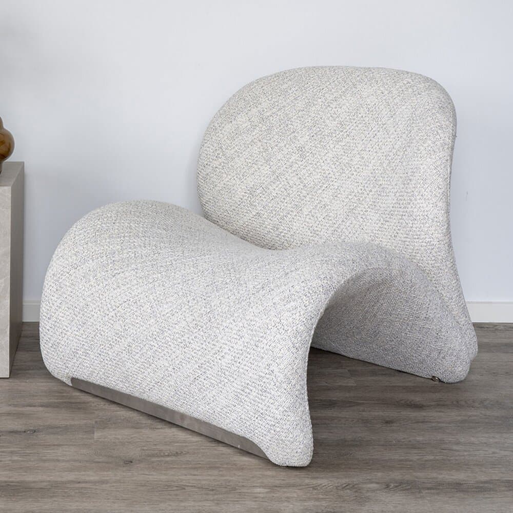Fauteuil design lounge 77x82x73 cm en tissu gris clair