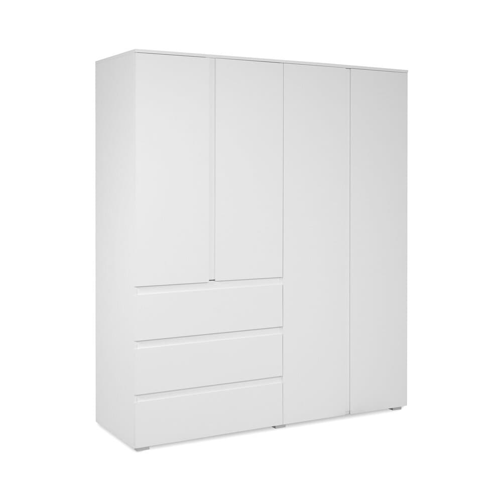 Dressing 4 portes 3 tiroirs 160x55x191 cm blanc - MITZ