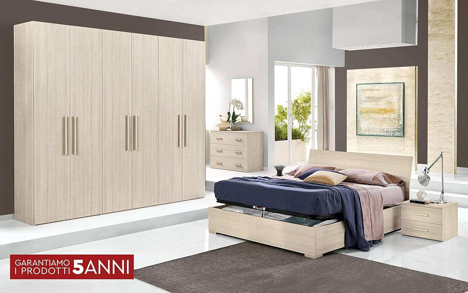 Dafnedesign.COM - Chambre complète - Effet pin Clair (cm. 274 x 55 x 245 cm.