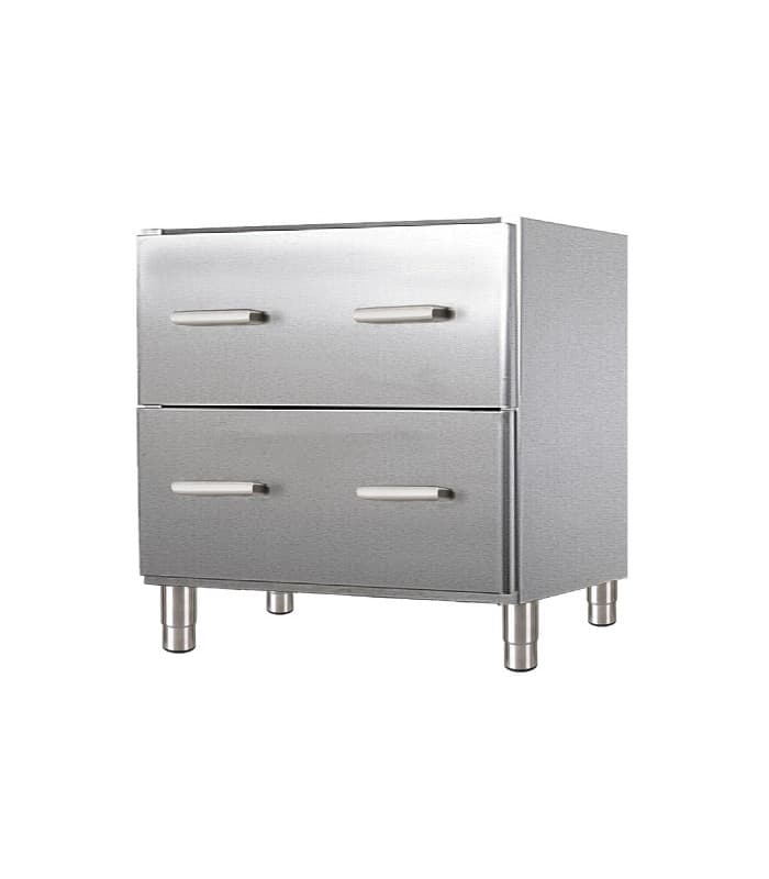 Meuble bas - 2 tiroirs - Sur roulettes chape zinguée