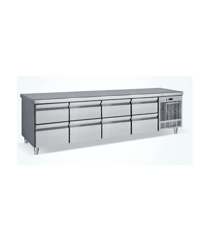 Meuble réfrigéré horizontal inox 4 portes hauteur - Matériel frigorifique