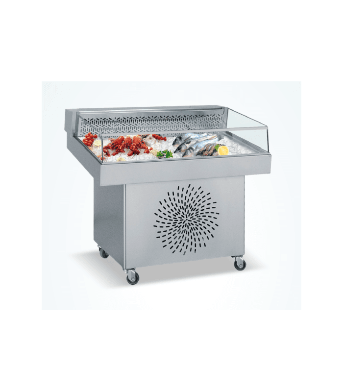 Vitrine poisson réfrigérée vitrée sur roulettes - Equipement CHR