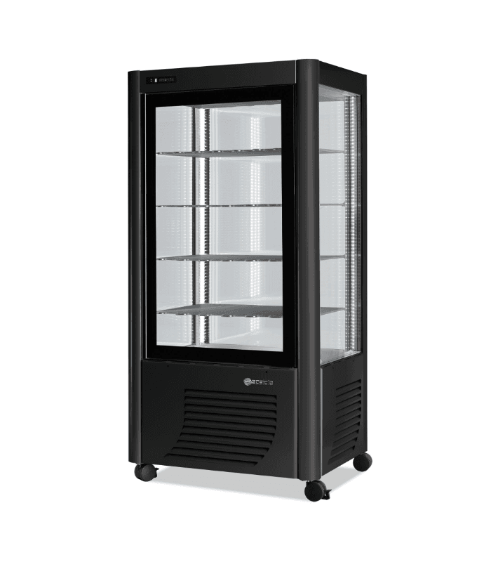 Vitrine réfrigérée 4 faces vitrées pour pâtisserie 540 Litres - Noir