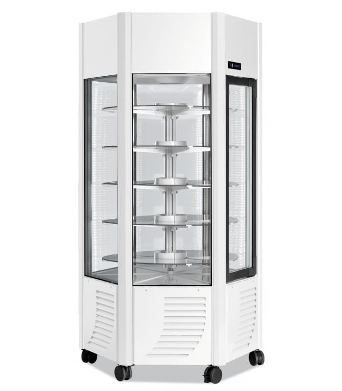 Vitrine d'exposition négative 6 faces vitrées froid ventilé - Gris - Négative