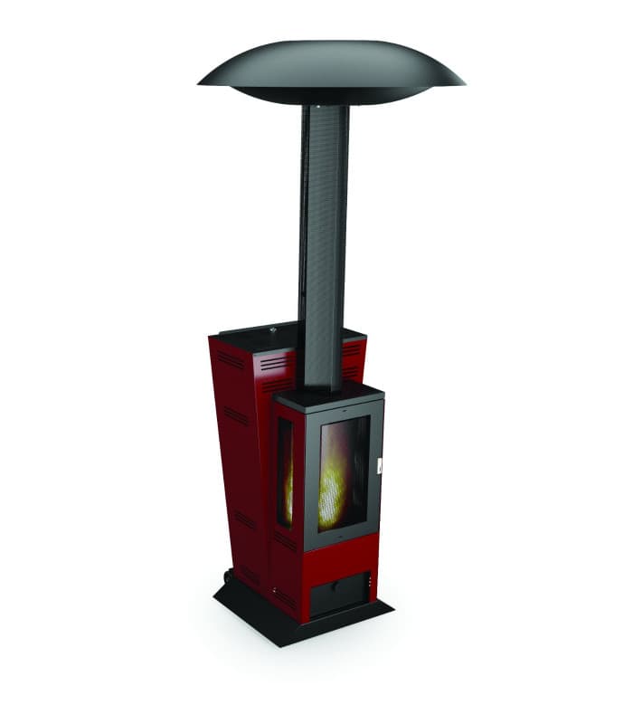 Parasol chauffant aux pelletspour l'extérieur - Equipement professionnel CHR - Noir - Chauffe terrasse avec ventilation