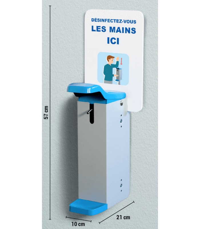 Distributeur manuel de gel à fixer ou à poser actionnement avec le coude - Acier inox