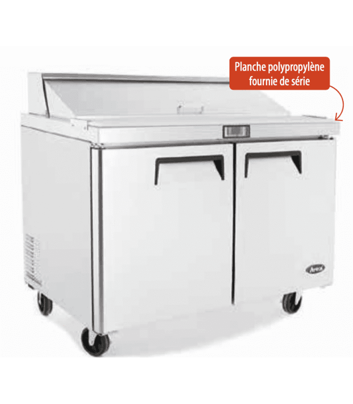 Table réfrigérée de préparation, modèle True - Equipement de cuisine - 2 portes avec compartiment 16 bacs GN 1/6