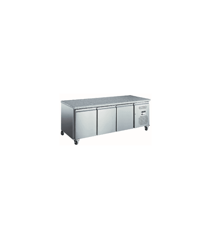 TABLE RÉFRIGÉRÉE 3 PORTES AVEC PLAN DE TRAVAIL GRANIT