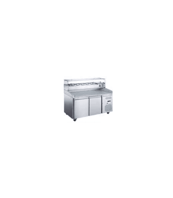 Meuble à pizza gamme 800 2 portes avec vitrine 1/3 GN - 585L