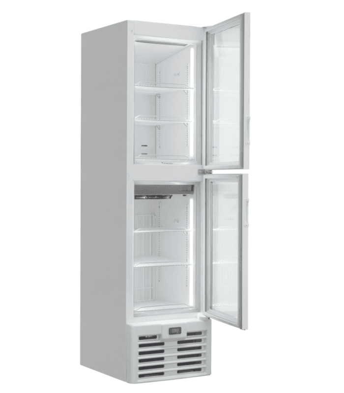 Vitrine d'exposition pour produits frais et surgelés 2 portes -18-24 et 0+8°C