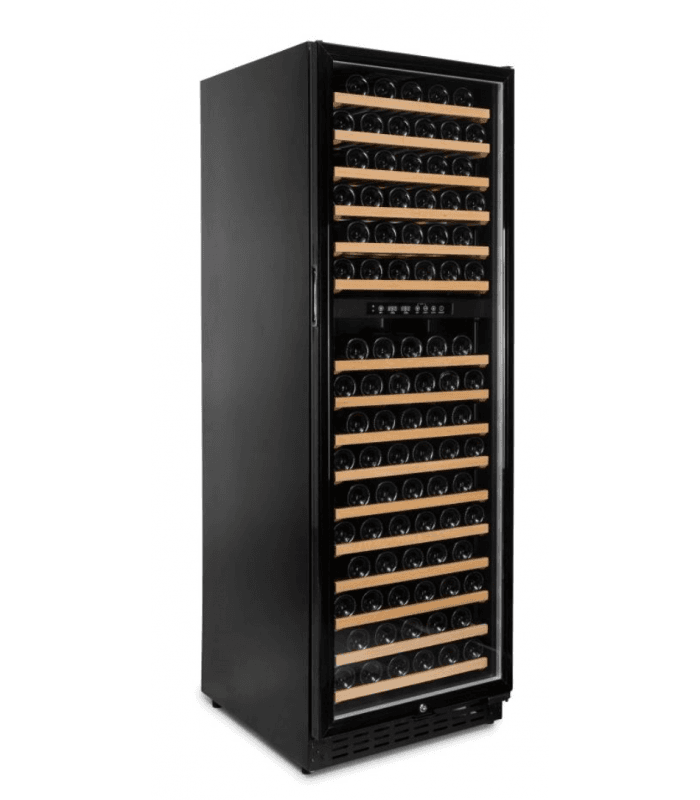 Cave à vin capacité 168 bouteilles, double compartiment - Matériel CHR - Noir