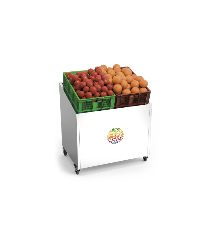 Présentoir de fruits et légumes en acier inoxydable avec roulettes