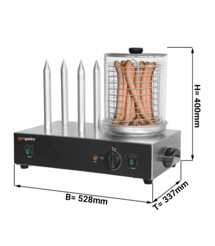 Machine à hot-dogs avec 4 plots chauffés