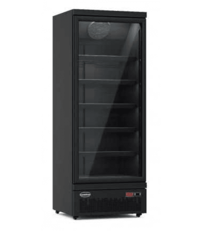 Frigo mural avec porte vitrée battante 600 litres - Noir