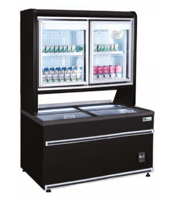 Module GMS Bac horizontal avec dessus avec 2 portes battantes pour surgelés
