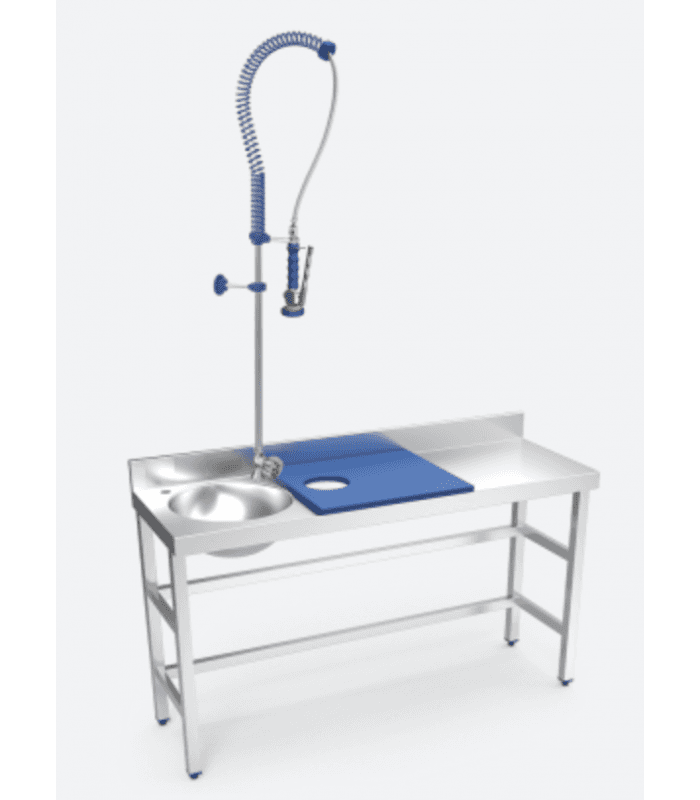 Table de préparation et de lavage inox 1500 mm avec douchette