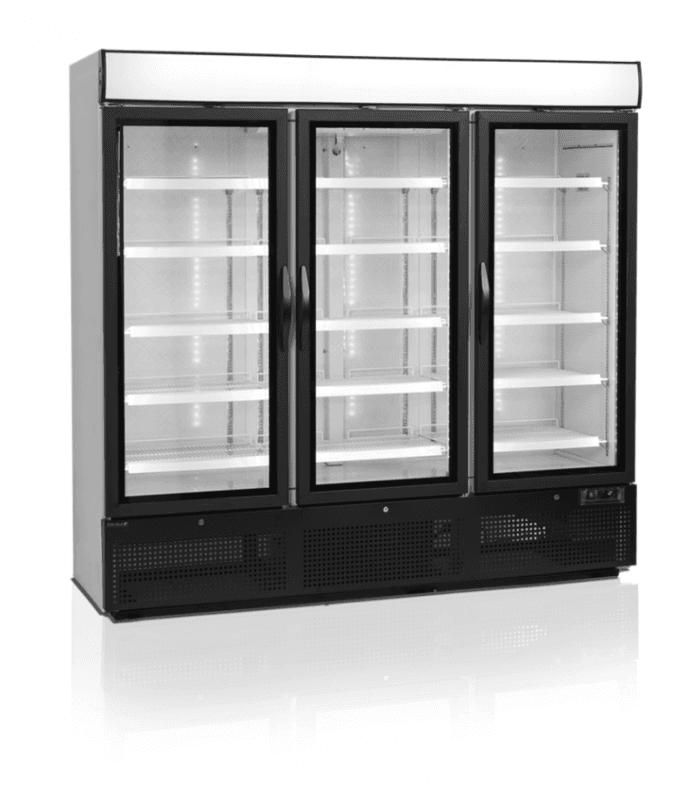 Vitrine 3 portes vitrées avec display lumineux grand espace de stockage