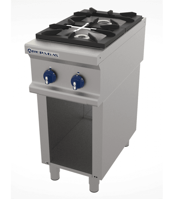 Fourneau gaz 2 feux sur piètement - matériel cuisine professionnel
