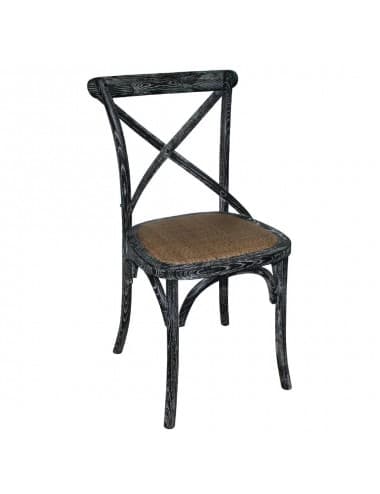 Chaises en bouleau noir patiné avec dossier croisé Bolero (Lot de 2)