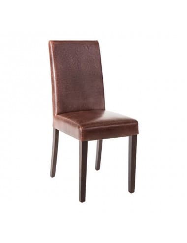 Chaises simili cuir avec dossier haut marron foncé patiné Bolero (Lot de 2)