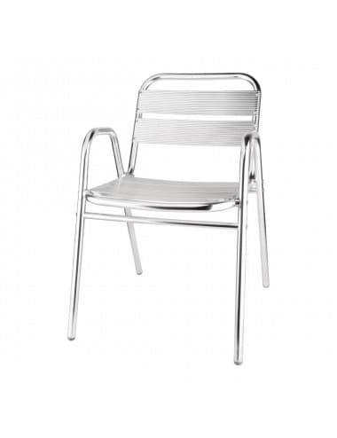 Fauteuils empilables en aluminium avec accoudoirs Bolero (Lot de 4)