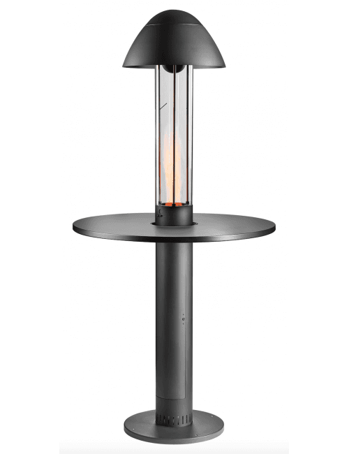 Chauffe terrasse à pellets avec table de 107 cm et chapeau de 55cm