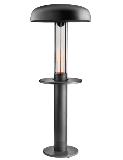 Chauffe terrasse à pellets avec table de 65 cm et chapeau de 90cm