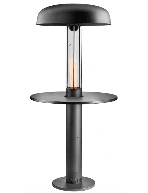 Chauffe terrasse à pellets avec table de 107 cm et chapeau de 90cm