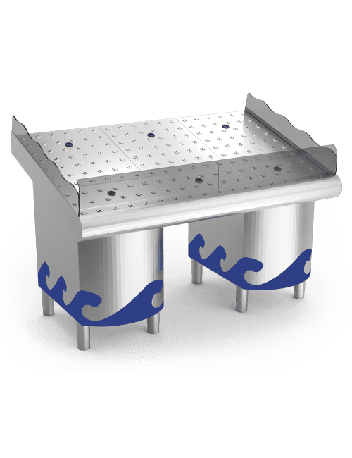 Etal à poisson en inox AISI 304 pour poissonnerie ou supermarché - 2000mm