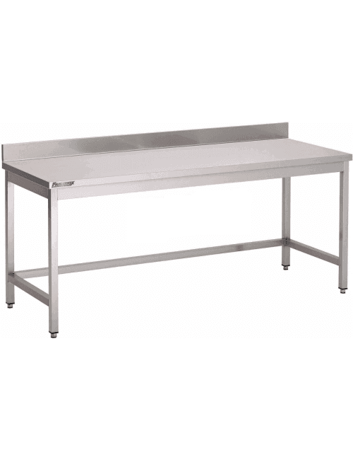 Table inox soudée sans étagère et avec dosseret faible profondeur 500mm - 1500mm