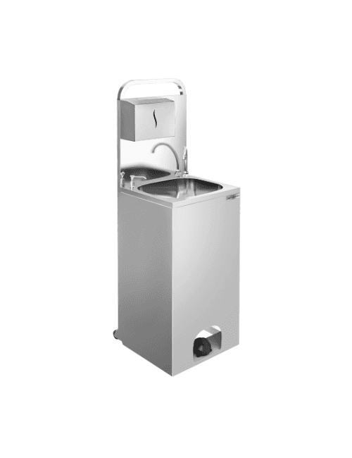 Lave-mains mobile avec distributeur de savon et d'essuie-mains en papier