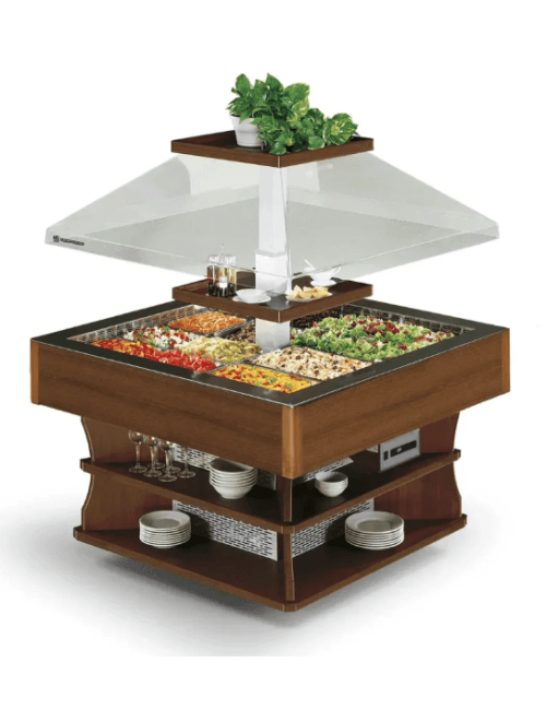 Buffet réfrigéré pour 8 GN 1/1 en bois massif