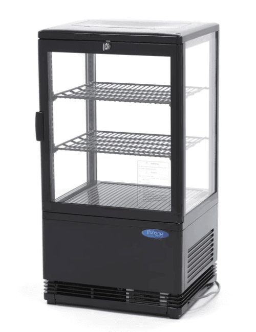 Vitrine 4 faces vitrées à poser coloris noir - 58 litres