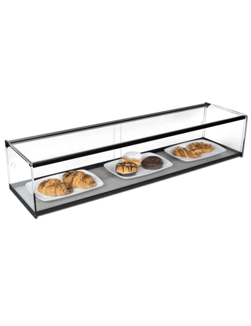 Vitrine neutre plat en aluminium anodisé 1212 mm fermé à l'arrière avec portes coulissante