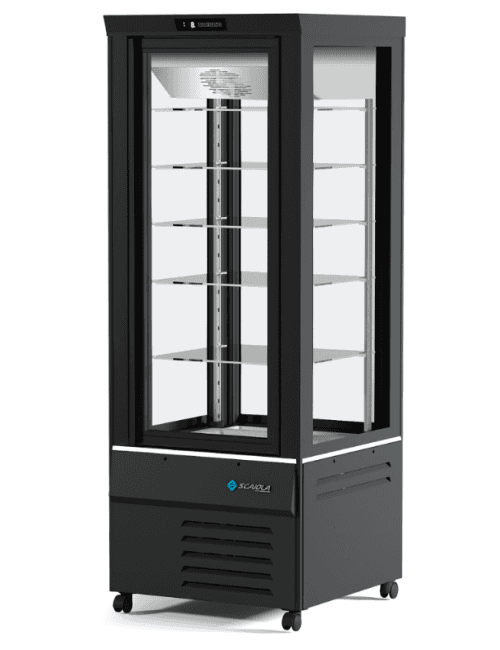 Vitrine pâtissière surgelés DESIGN 4 faces vitrées plateaux en verre 400 litres - Noir