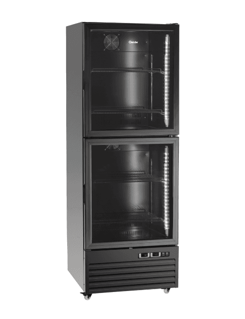 Réfrigérateur et congélateur combiné dans un design noir esthétique avec une contenance de 430 litres