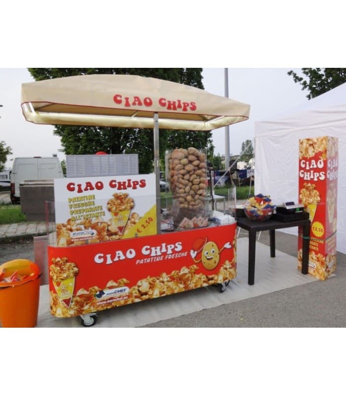 Chariot à roulettes pour vente de chips tout équipé - Eurochef